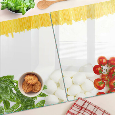 Snijplanken van glas Pasta met kruiden en tomaten