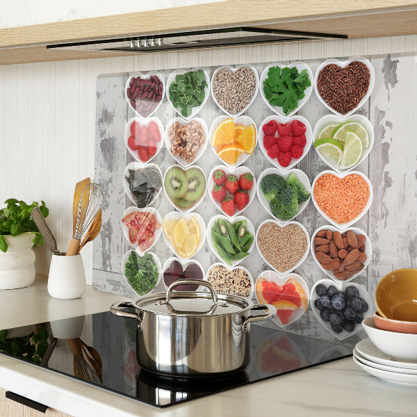 Glazen snijplanken Fruit en groenten in harten