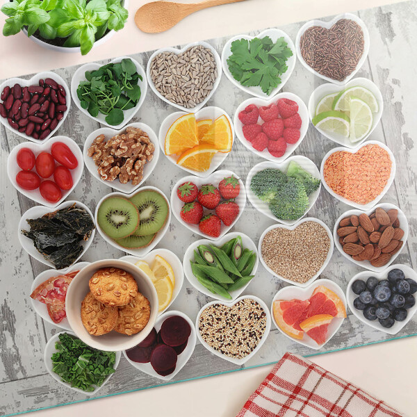 Glazen snijplanken Fruit en groenten in harten