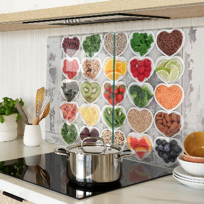 Glazen snijplanken Fruit en groenten in harten