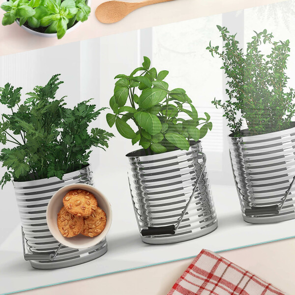 Snijplanken glas Planten in metalen potten