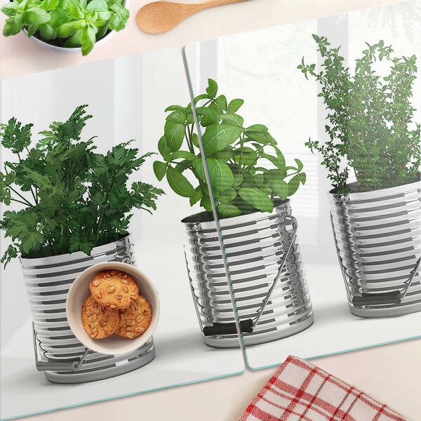 Snijplanken glas Planten in metalen potten