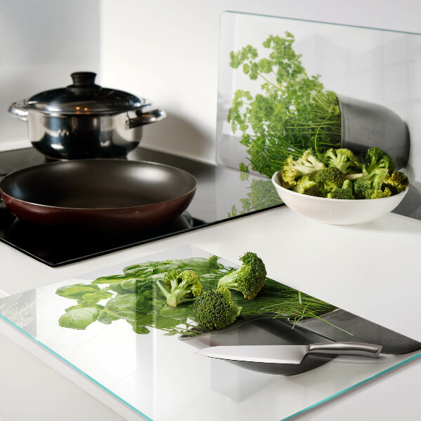 Snijplanken van glas Kruiden in potten