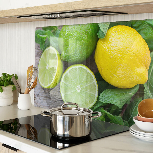 Glazen snijplanken Citroenen en limoenen met munt