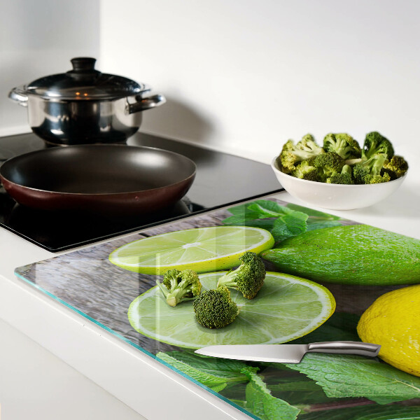 Glazen snijplanken Citroenen en limoenen met munt