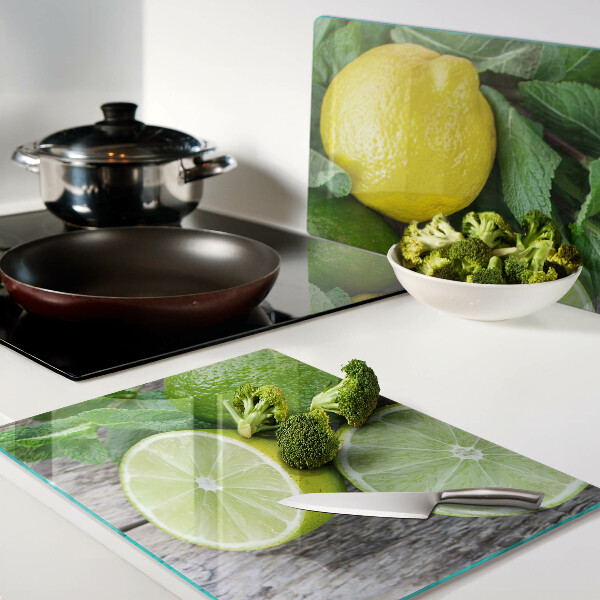 Glazen snijplanken Citroenen en limoenen met munt