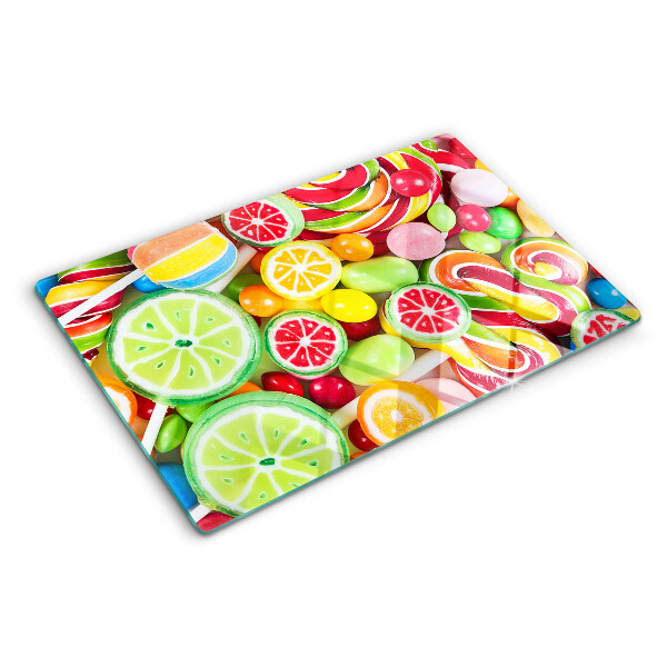 Snijplanken van glas Zoete snoepjes en fruit