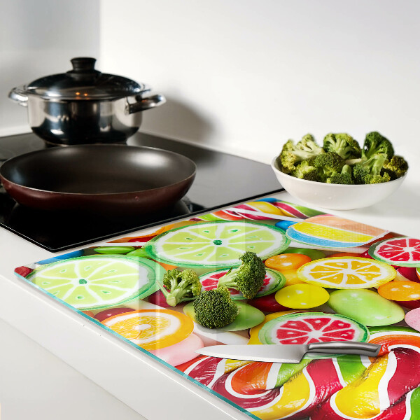 Snijplanken van glas Zoete snoepjes en fruit