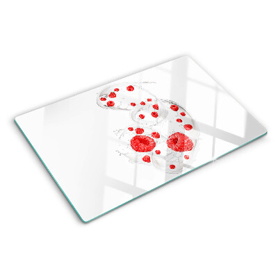 Snijplanken glas Frambozenbubbels in water