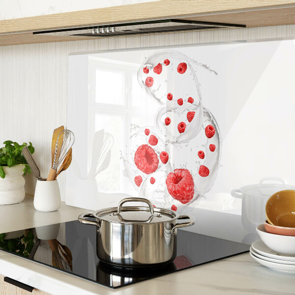 Snijplanken glas Frambozenbubbels in water