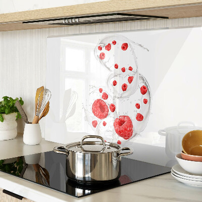 Snijplanken glas Frambozenbubbels in water