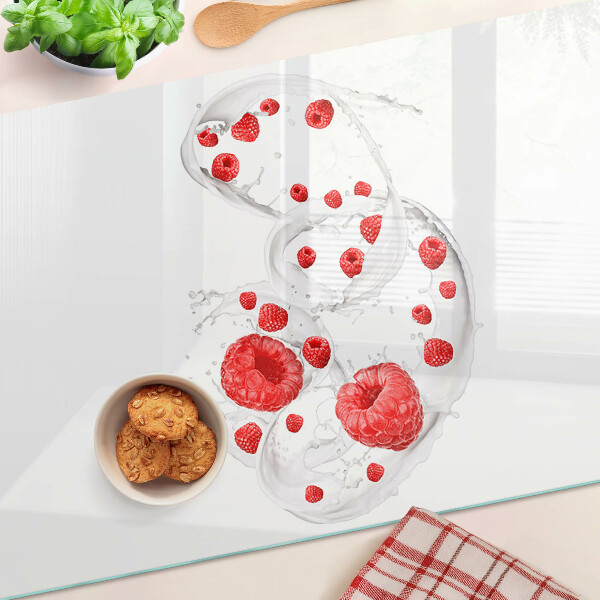 Snijplanken glas Frambozenbubbels in water