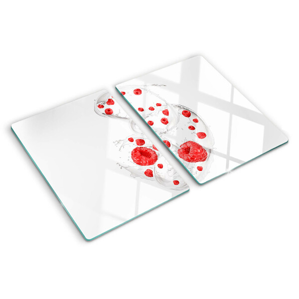 Snijplanken glas Frambozenbubbels in water