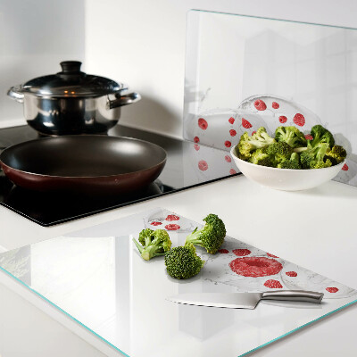 Snijplanken glas Frambozenbubbels in water