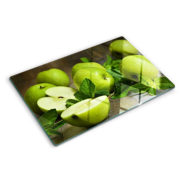 Glazen snijplanken Groene appels met munt