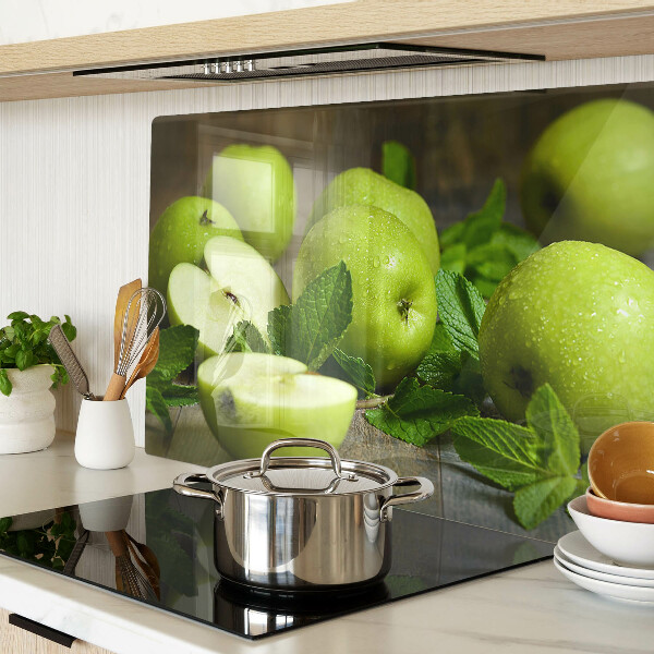 Glazen snijplanken Groene appels met munt