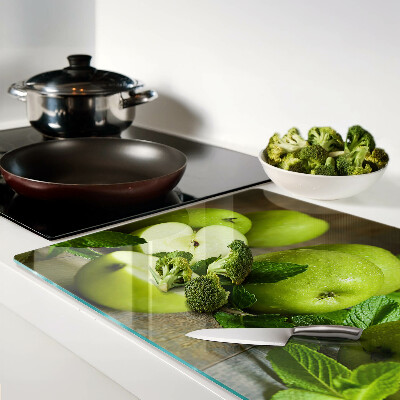 Glazen snijplanken Groene appels met munt