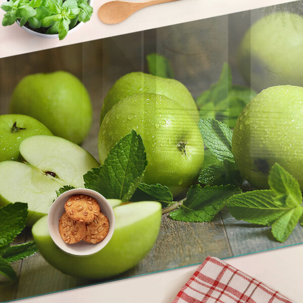 Glazen snijplanken Groene appels met munt