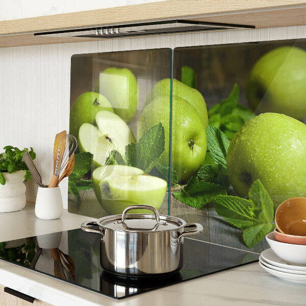 Glazen snijplanken Groene appels met munt