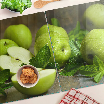 Glazen snijplanken Groene appels met munt