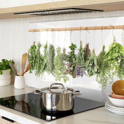 Glazen snijplanken Gedroogde kruiden aan een touwtje