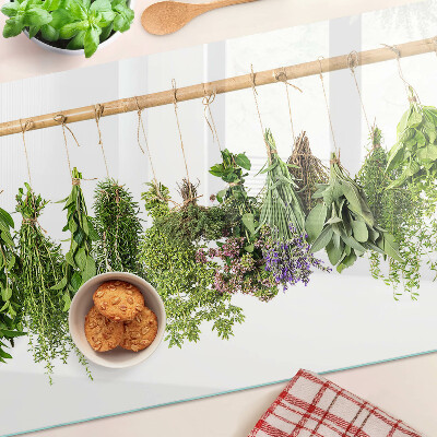 Glazen snijplanken Gedroogde kruiden aan een touwtje