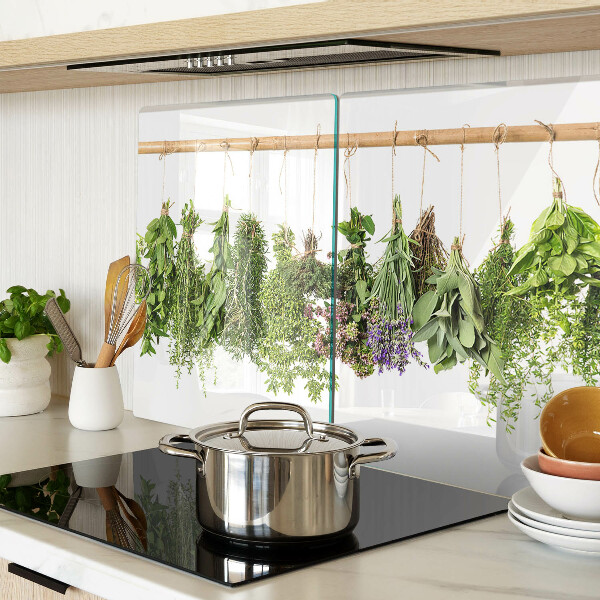 Glazen snijplanken Gedroogde kruiden aan een touwtje