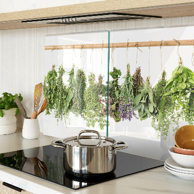 Glazen snijplanken Gedroogde kruiden aan een touwtje