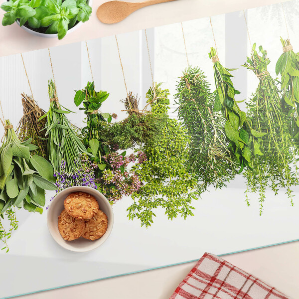 Snijplanken van glas Kruiden in hangende potten
