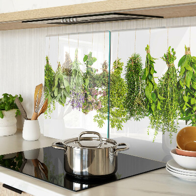 Snijplanken van glas Kruiden in hangende potten