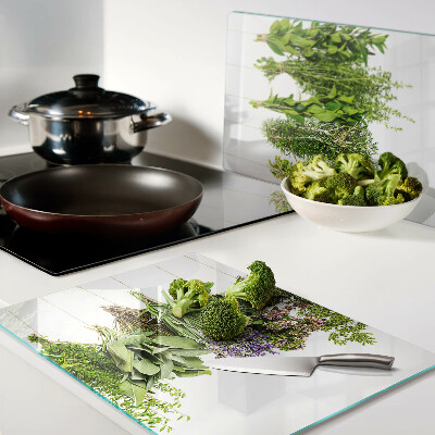 Snijplanken van glas Kruiden in hangende potten