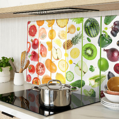 Glazen snijplanken Fruit en groenten in regenboogkleuren