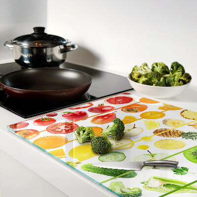 Glazen snijplanken Fruit en groenten in regenboogkleuren