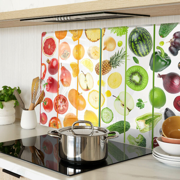Glazen snijplanken Fruit en groenten in regenboogkleuren