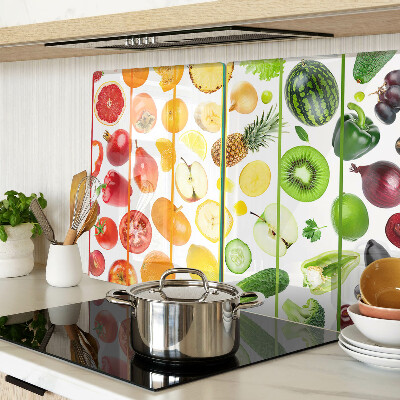 Glazen snijplanken Fruit en groenten in regenboogkleuren