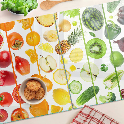 Glazen snijplanken Fruit en groenten in regenboogkleuren