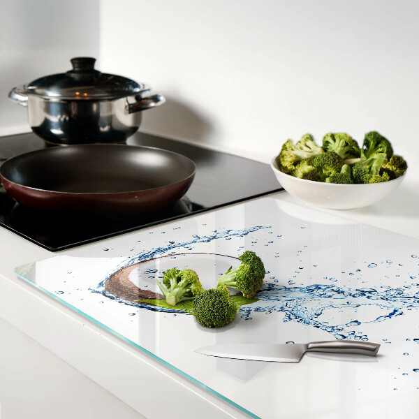 Snijplanken van glas Kokosnoot met water en munt