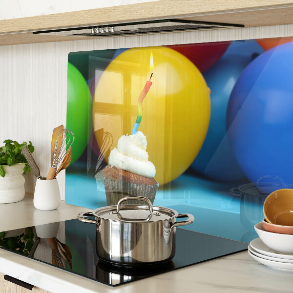 Snijplanken glas Verjaardagscupcake met ballonnen