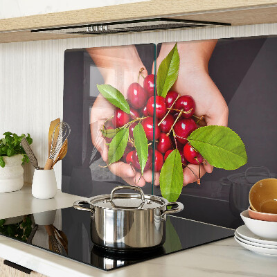 Glazen snijplanken Rode kersen in de hand