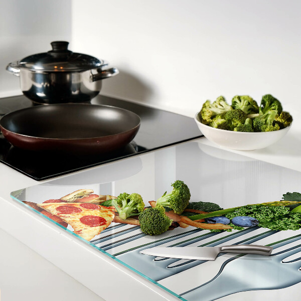 Snijplanken van glas Eten op een vork