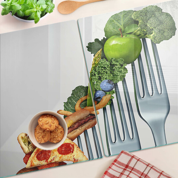 Snijplanken van glas Eten op een vork