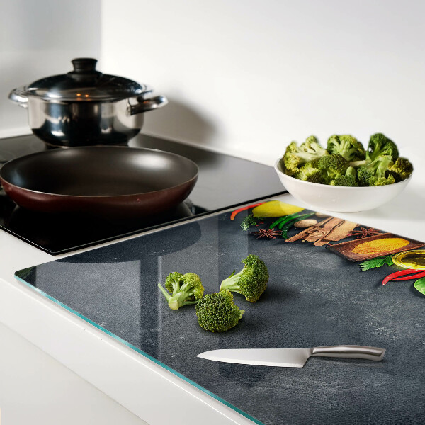 Snijplanken glas Keukenkruiden en ingrediënten