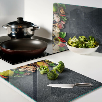 Snijplanken glas Keukenkruiden en ingrediënten