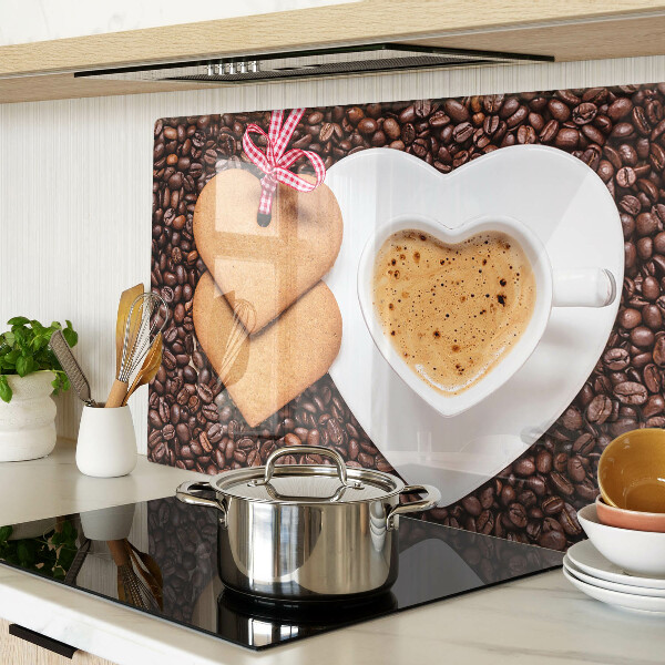 Glazen snijplanken Koffie met een hart en koekjes