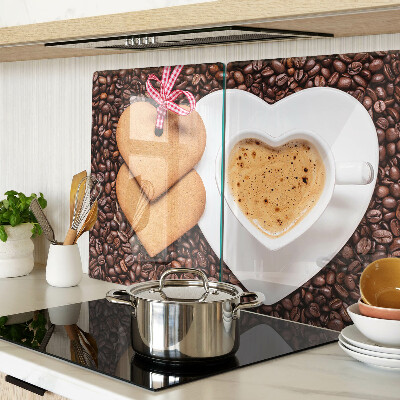 Glazen snijplanken Koffie met een hart en koekjes