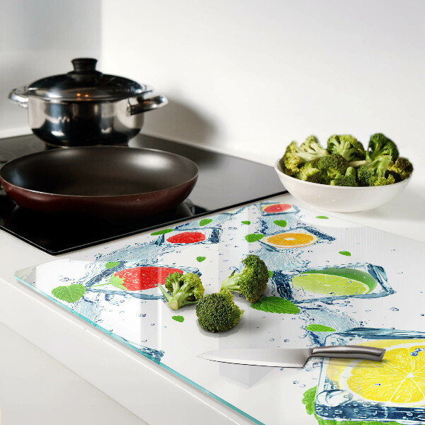 Snijplanken van glas Fruitmotief met kleurrijke plakjes.