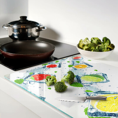 Snijplanken van glas Fruitmotief met kleurrijke plakjes.