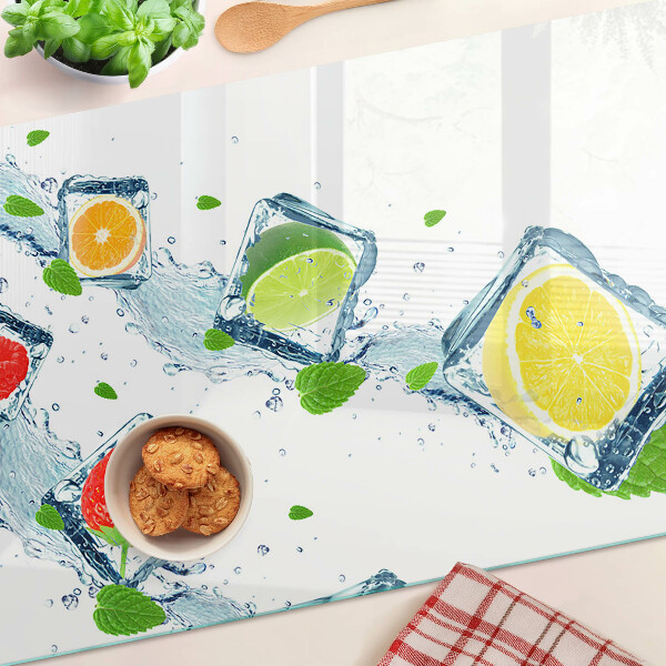 Snijplanken van glas Fruitmotief met kleurrijke plakjes.