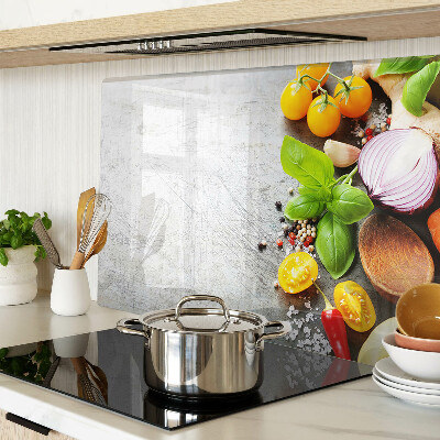 Snijplanken glas Keukeningrediënten en kruiden