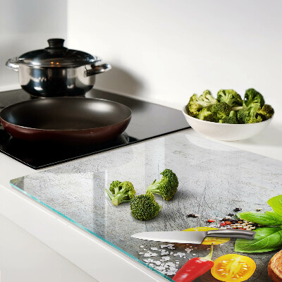 Snijplanken glas Keukeningrediënten en kruiden